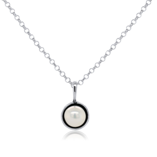 Mini Pearl Necklace with Patina