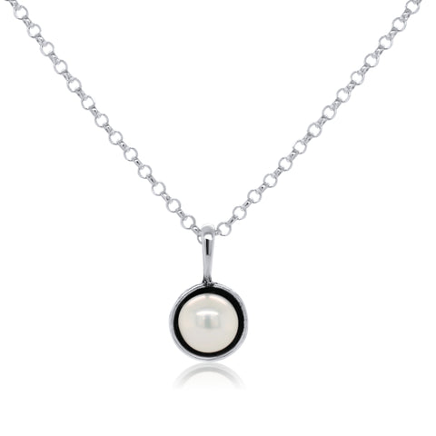 Mini Pearl Necklace with Patina