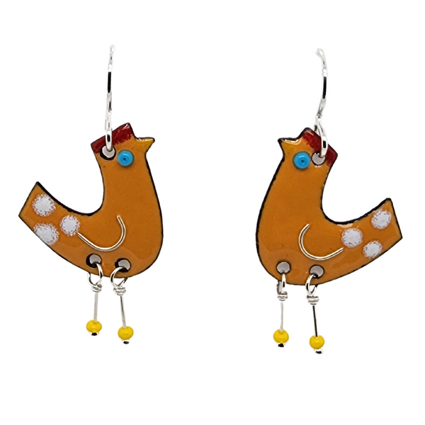 yellow chicken earrings