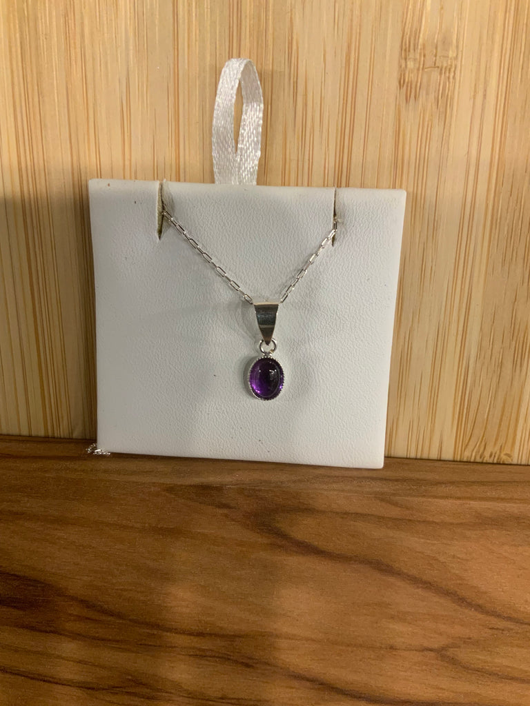 Necklace Amethyst, SS Chain
