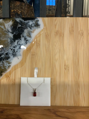 Necklace SS/Rectangle Garnet