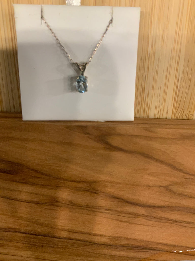 Necklace SS/Oval Blue Topaz