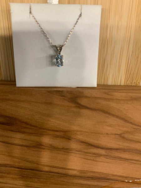 Necklace SS/Oval Blue Topaz