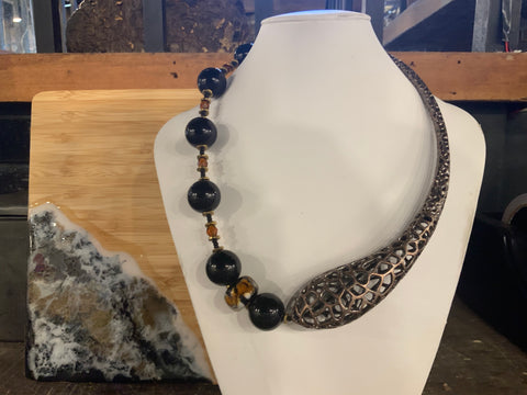 Necklace Onyx,brass