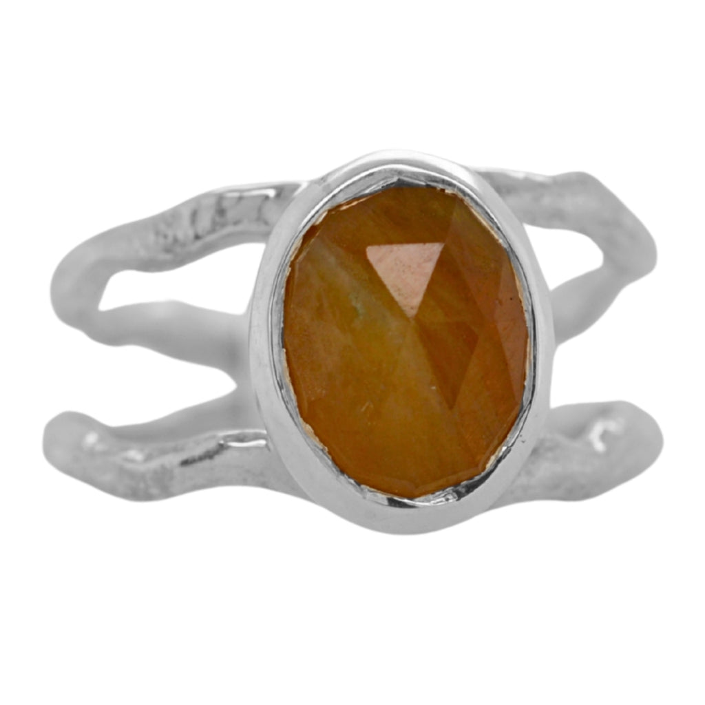Orange Sapphire Double Dandelion Ring