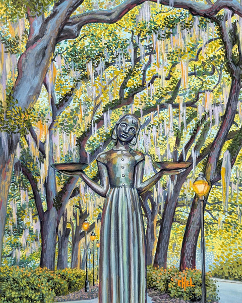 Original Bird Girl Gouache Painting