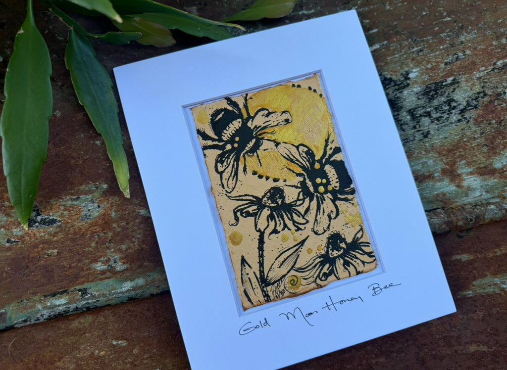 Original Gold Moon Honey Bee Coneflower Eight by Ten"