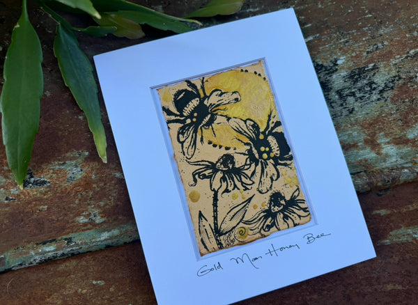 Original Gold Moon Honey Bee Coneflower Eight by Ten"