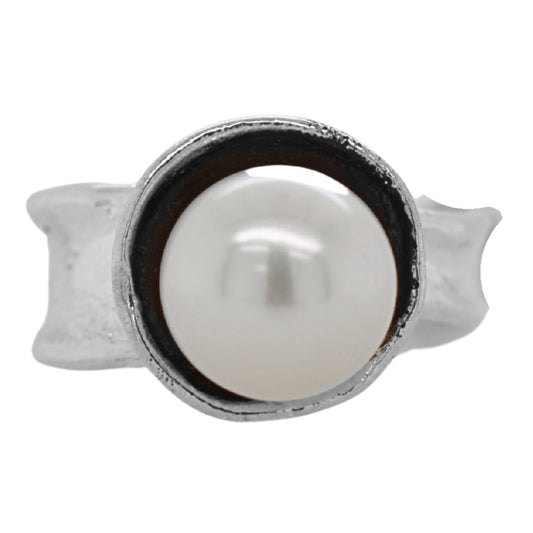 Pearl Ripple Ring with Patina