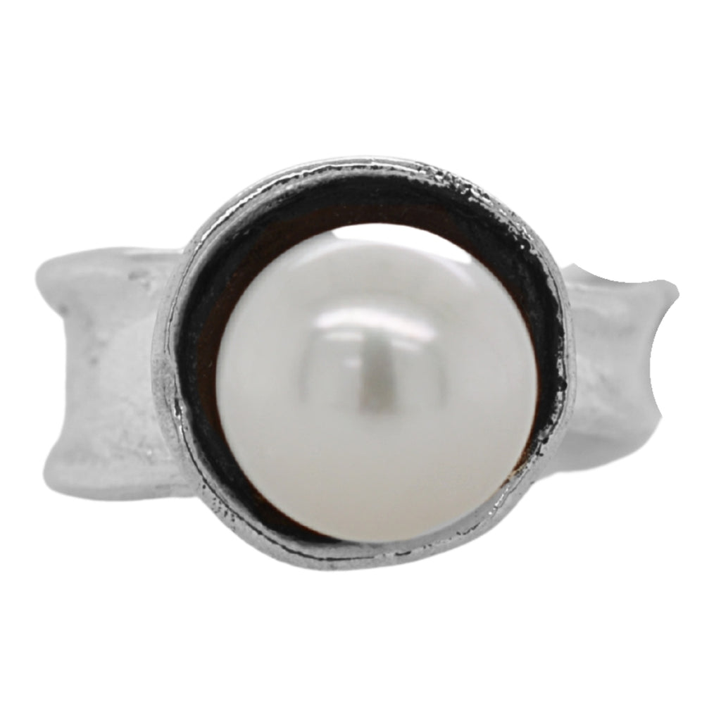 Pearl Ripple Ring with Patina