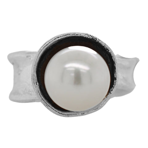 Pearl Ripple Ring with Patina