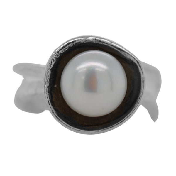Pearl Ripple Ring with Patina