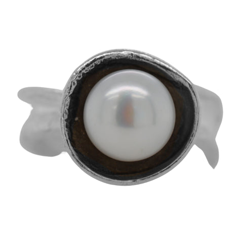 Pearl Ripple Ring with Patina