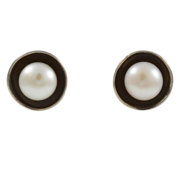 Pearl Studs with Patina
