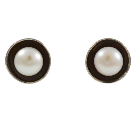 Pearl Studs with Patina