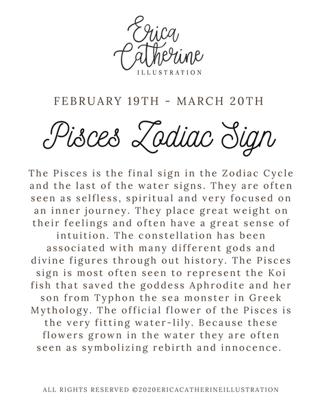 Pisces Zodiac Sign Print by Erica Catherine Gallery 209