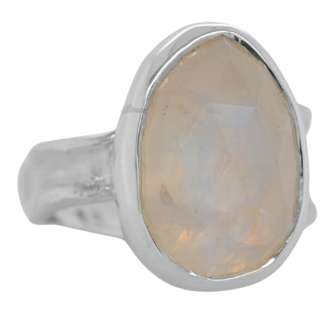 Rainbow Moonstone Ripple Ring