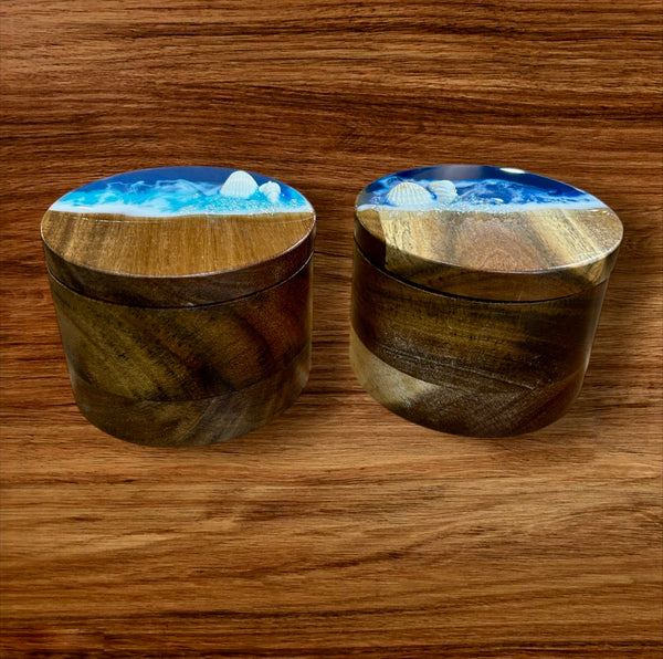 Resin Ocean Acacia Salt Box