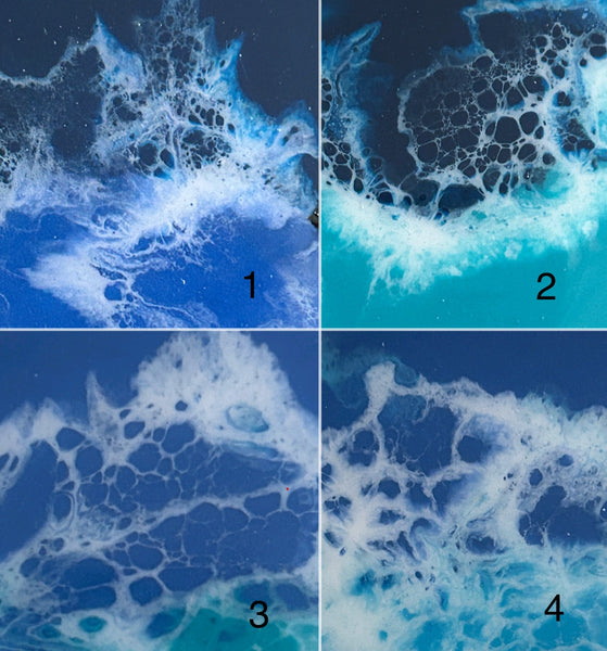 Resin Ocean Themed Olive Wood Square Coaster Set of 4