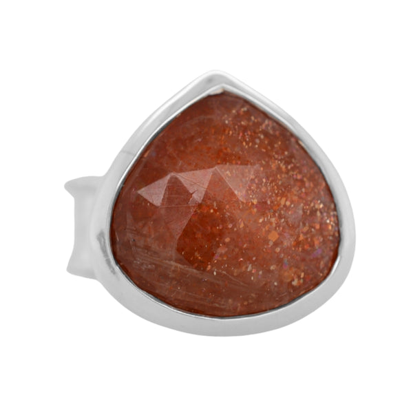 Sunstone Teardrop Ripple Ring