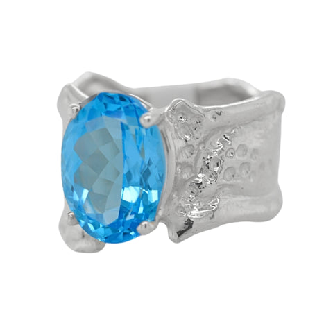Swiss Blue Topaz Golden Hour Ring