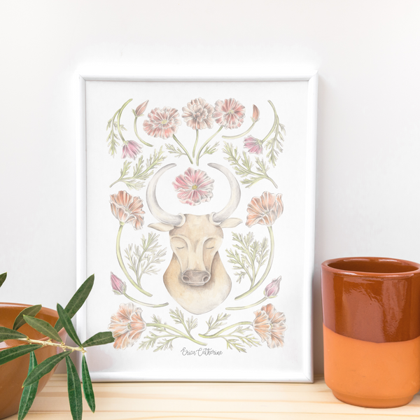 Taurus Zodiac Sign Print by Erica Catherine Gallery 209