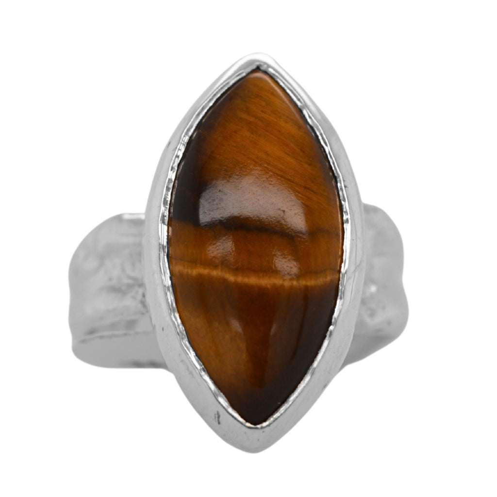 Tiger's Eye Marquise Ripple Ring