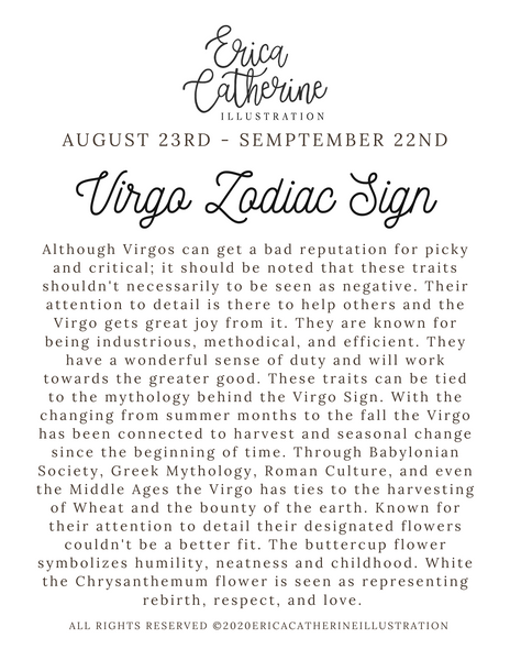 Virgo Zodiac Sign Print by Erica Catherine Gallery 209