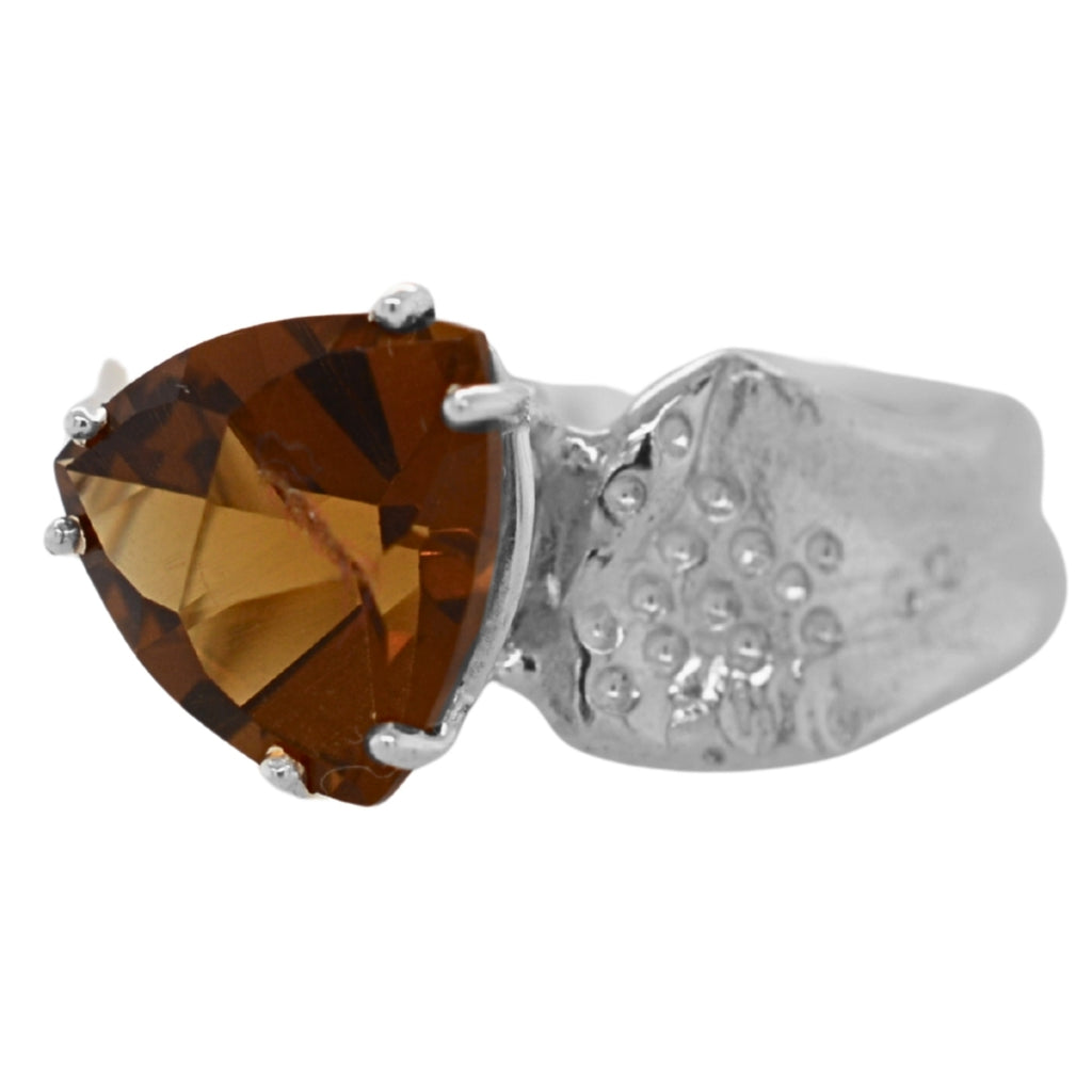 Whiskey Quartz Nesting Songbird Ring
