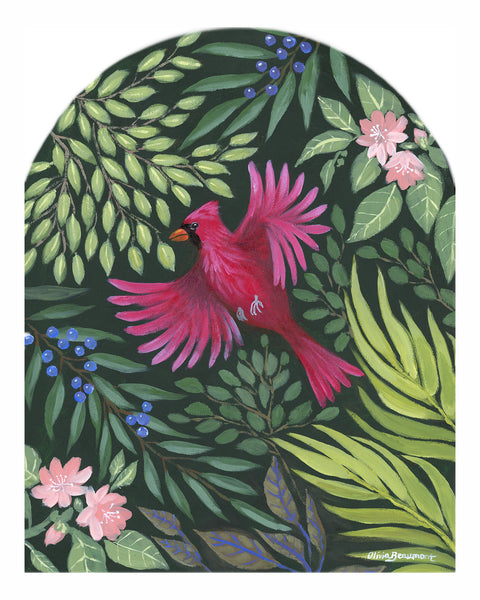 Woodland Cardinal Original Acrylic Painting
