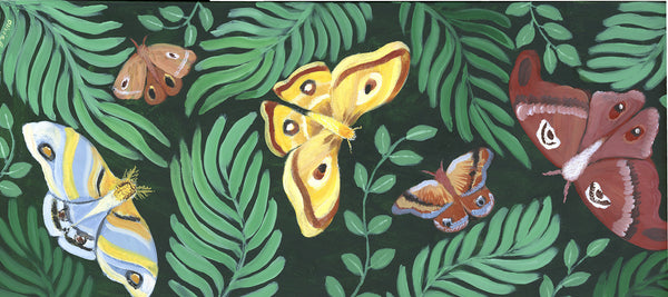 Woodland Moths Original Acrylic Painting