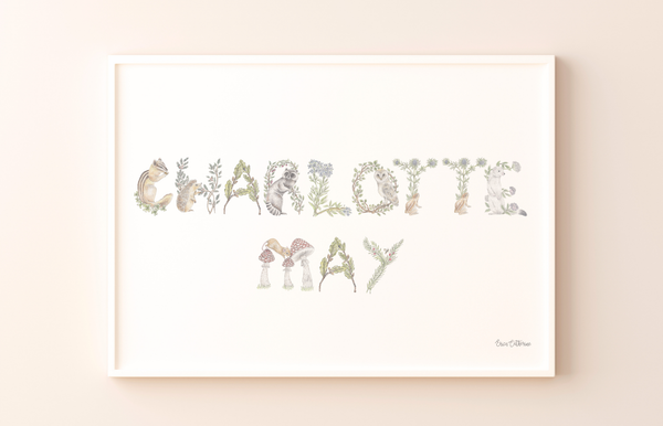 Woodland Alphabet Custom Name Print by Erica Catherine Gallery 209