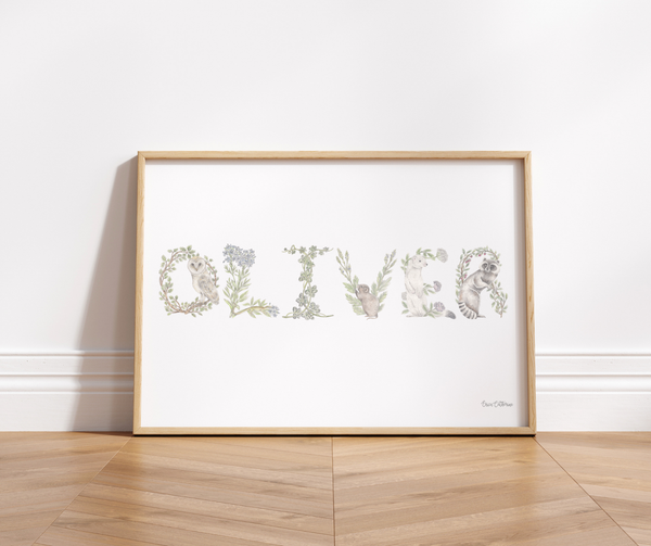 Woodland Alphabet Custom Name Print by Erica Catherine Gallery 209