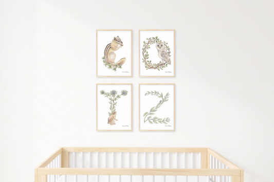 Woodland Initial Fine Art Print 8x10"