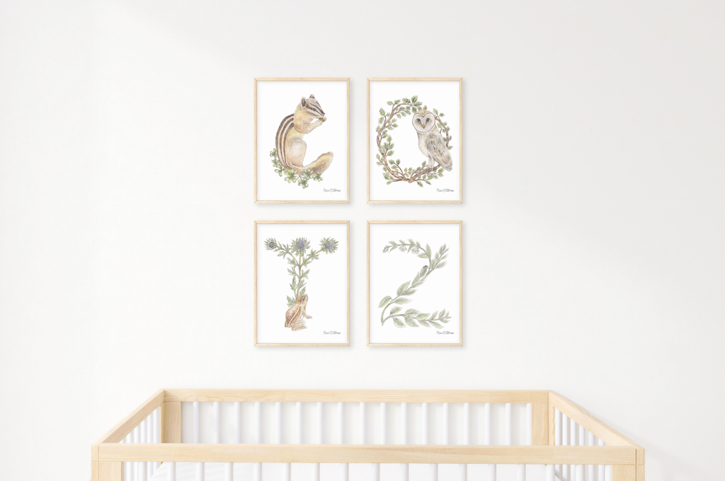 Woodland Initial Fine Art Print 8x10"