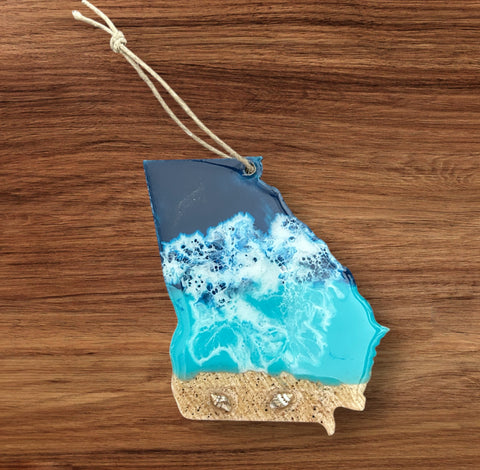 Resin Ocean Themed Ornament - Georgia State