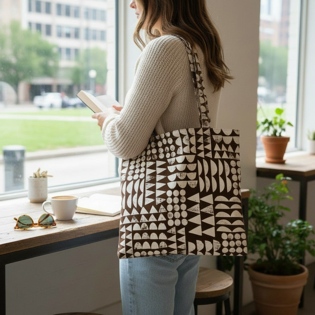 Simple Tote - Brown Imprint