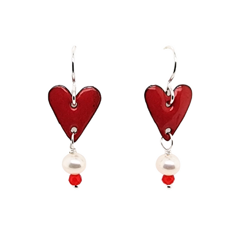 Heart and Pearl Earrings