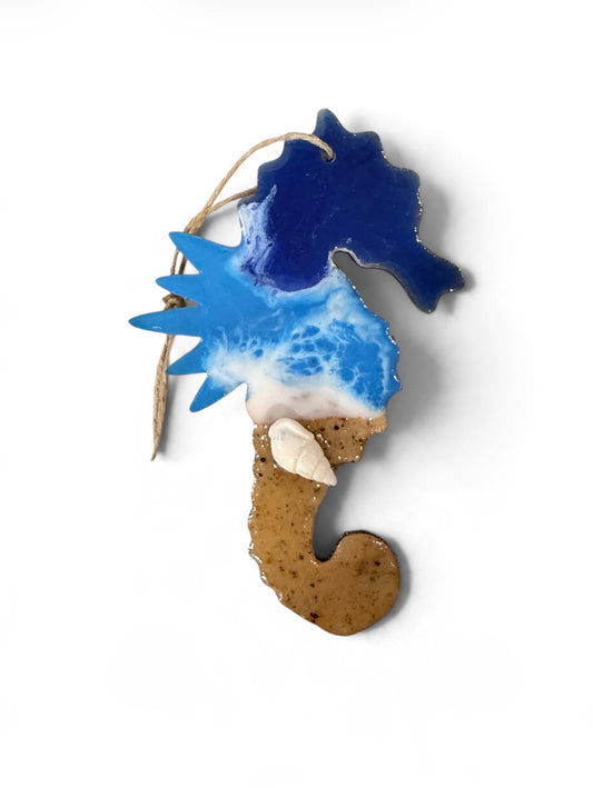 Resin Ocean Themed Ornament Seahorse