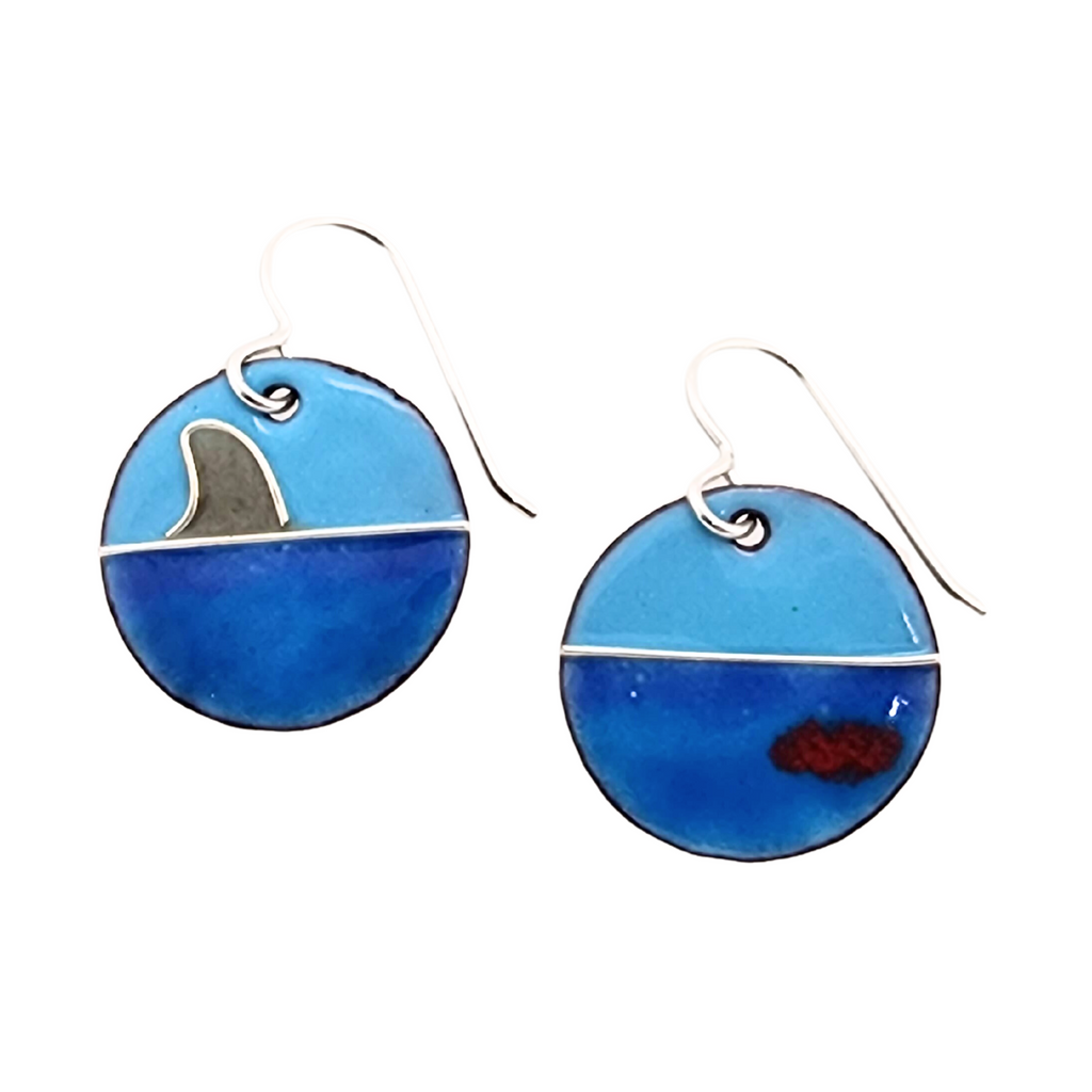 humorous shark attack earrings