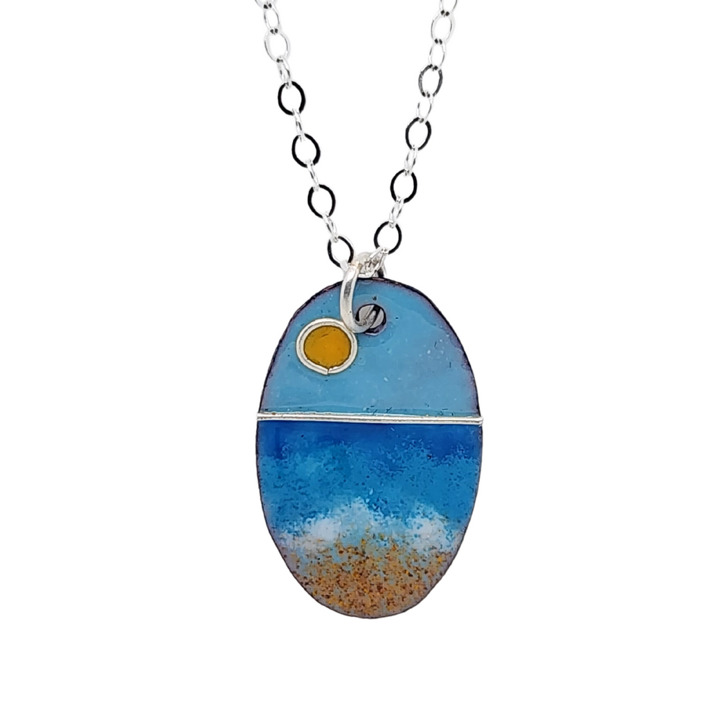 glass enamel beach pendant