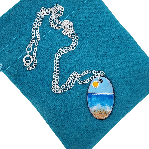glass enamel ocean inspired necklace
