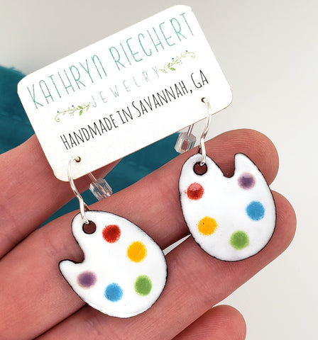 artist palette earrings by Kathryn Riechert 