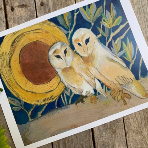 Copper Moon Barn Owls by Rebecca Sipper Gallery 209
