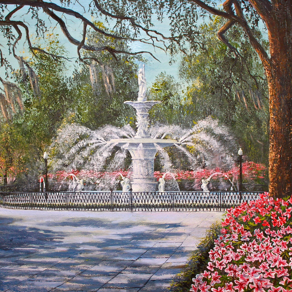 Bill Rousseau fine art print of Savannah's Forsyth Fountain