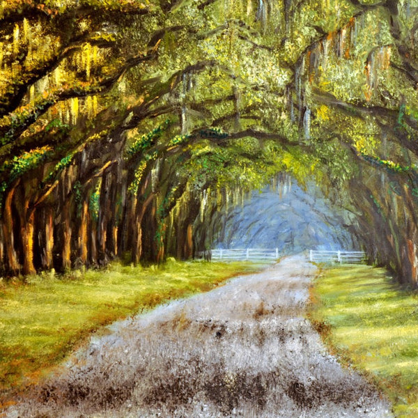 painting of Wormsloe Plantation in Savannah, GA by Bill Rousseau