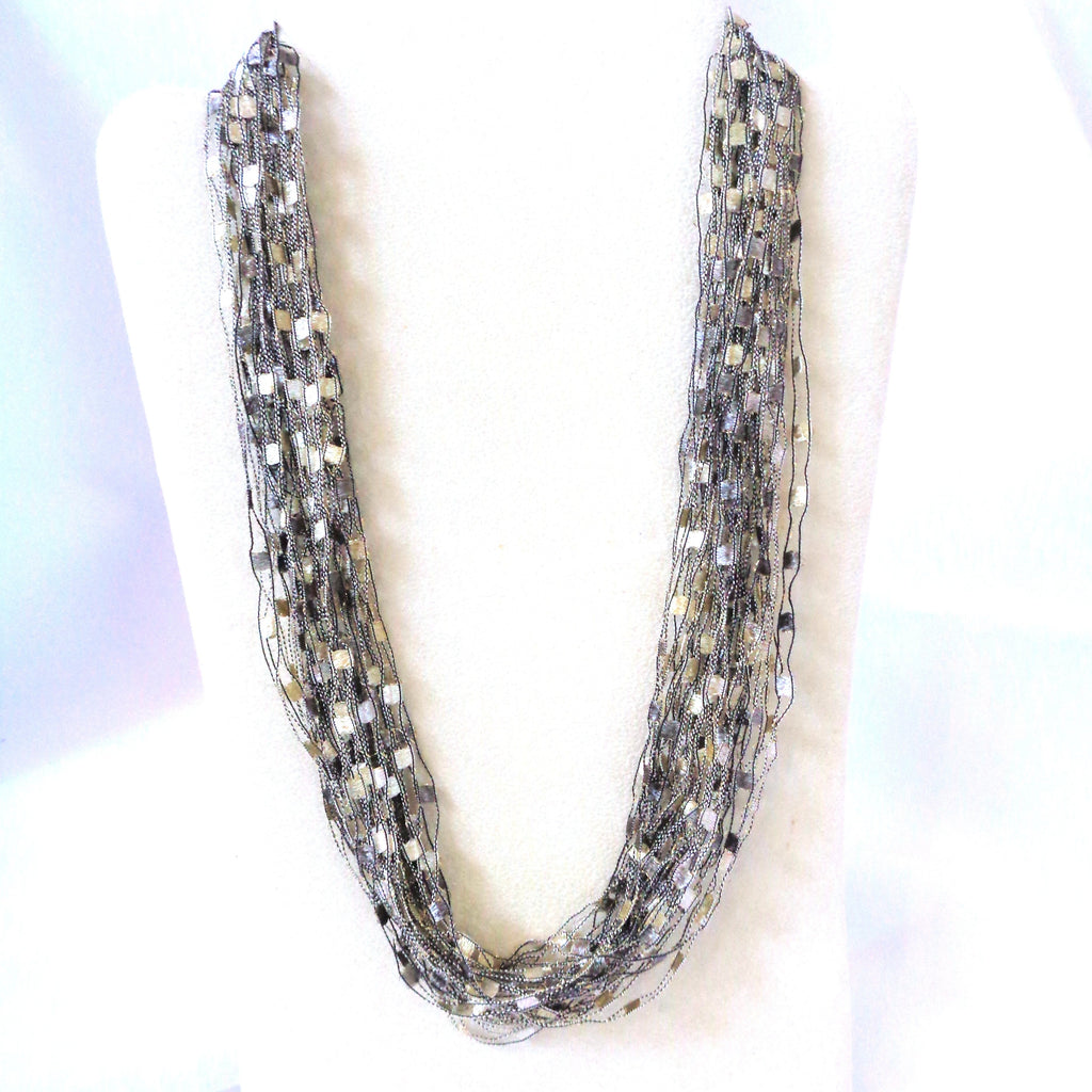 Antique Silver Ribbon Necklace