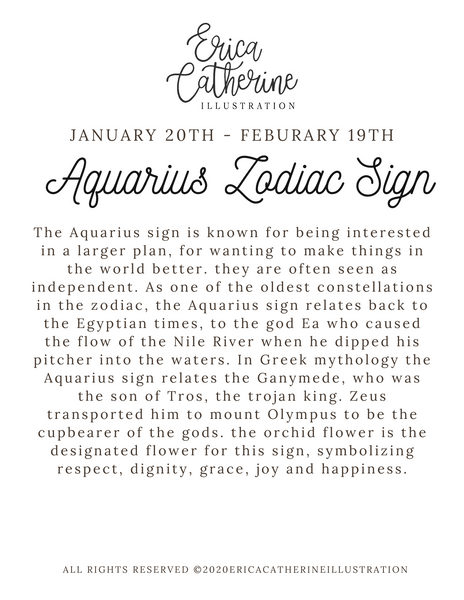 Aquarius Zodiac Print by Erica Catherine Gallery 209
