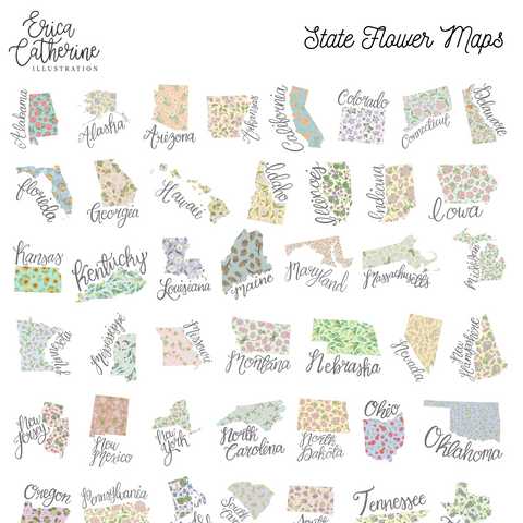 State Flower Maps by Erica Catherine Gallery 209