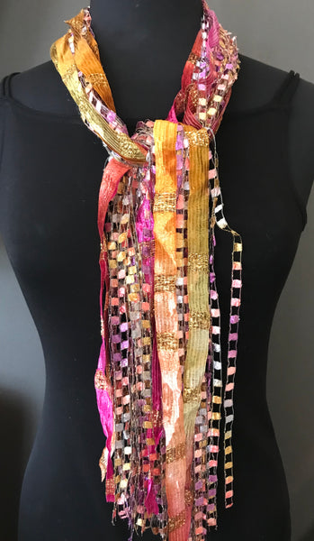 scarf necklace made of ribbons by Gini Steele